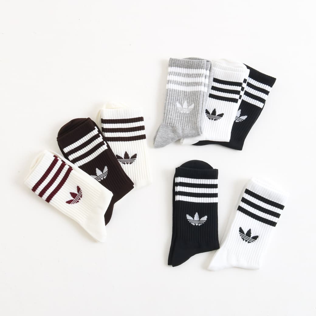 adidas アディダス スリーストライプス クルーソックス 3足組