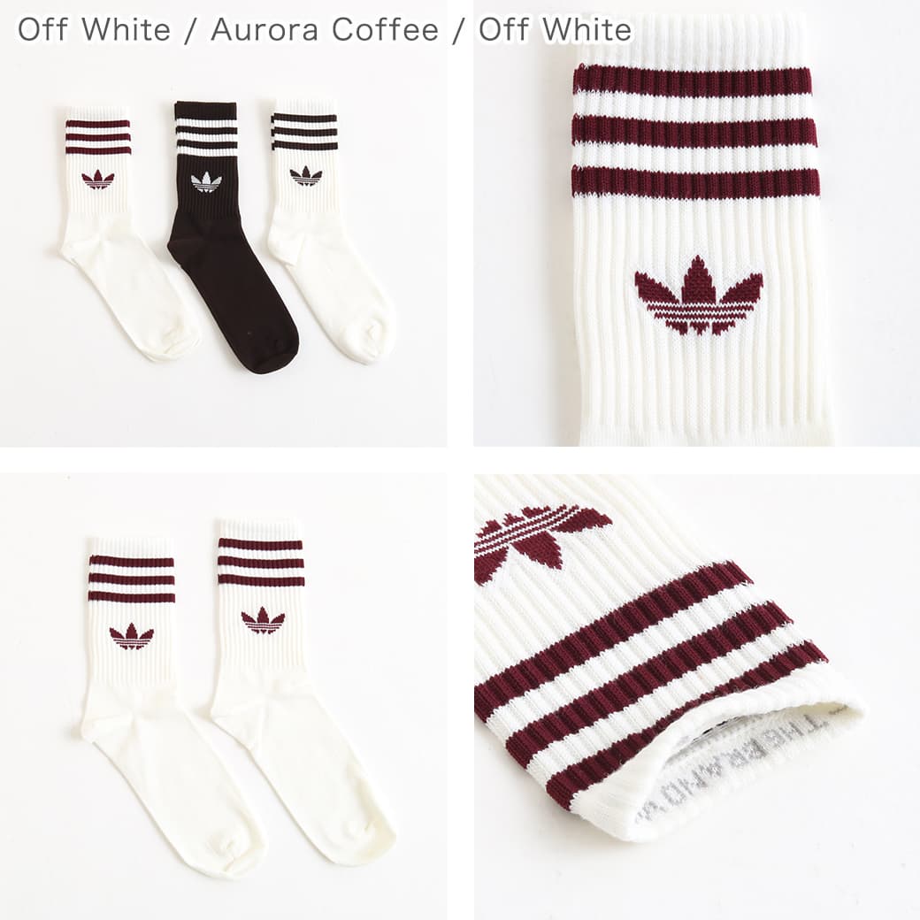 adidas アディダス スリーストライプス クルーソックス 3足組｜BORN