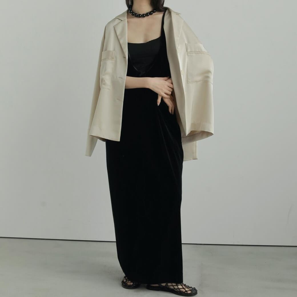 anuke アンヌーク サテン テーラード シャツ｜BORN FREE ONLINE SHOP