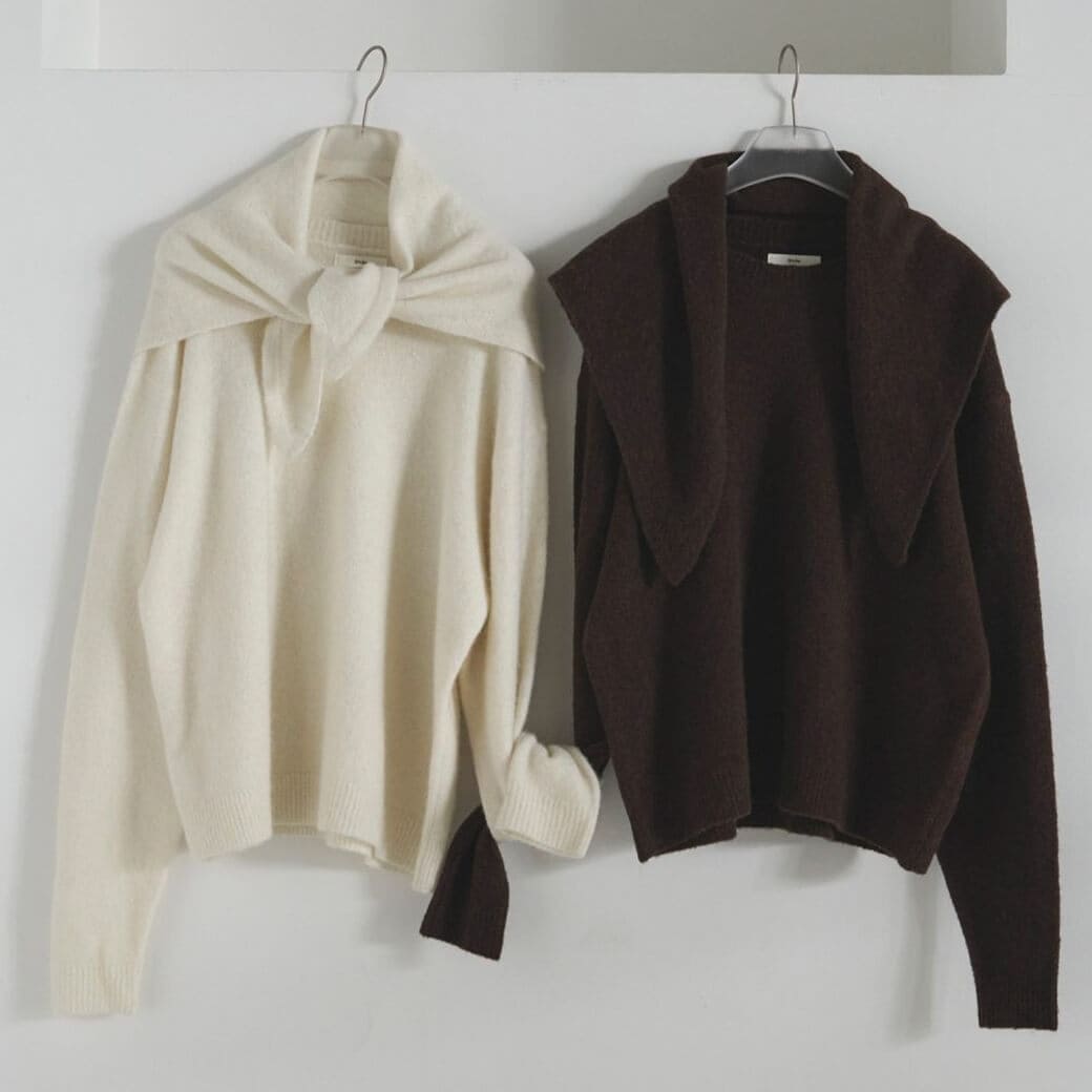 anuke アンヌーク  レイヤード スカーフ ニット