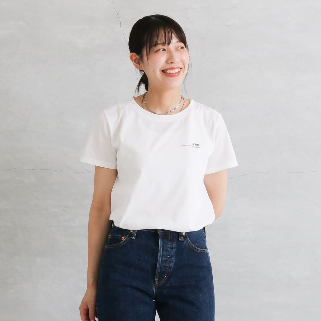A.P.C. ホワイト Tシャツ Amazon.co.jp: (アーペーセー)A.P.C.メンズ フェルト反転ロゴ T