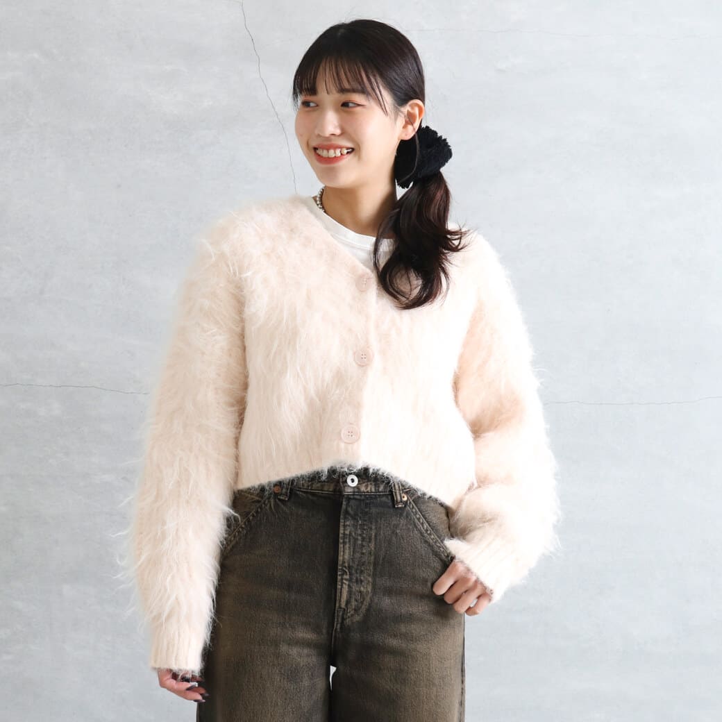 【1/4まで10％OFF】BORNFREE ORIGINALS ボーンフリー オリジナル シャギーニットカーデ