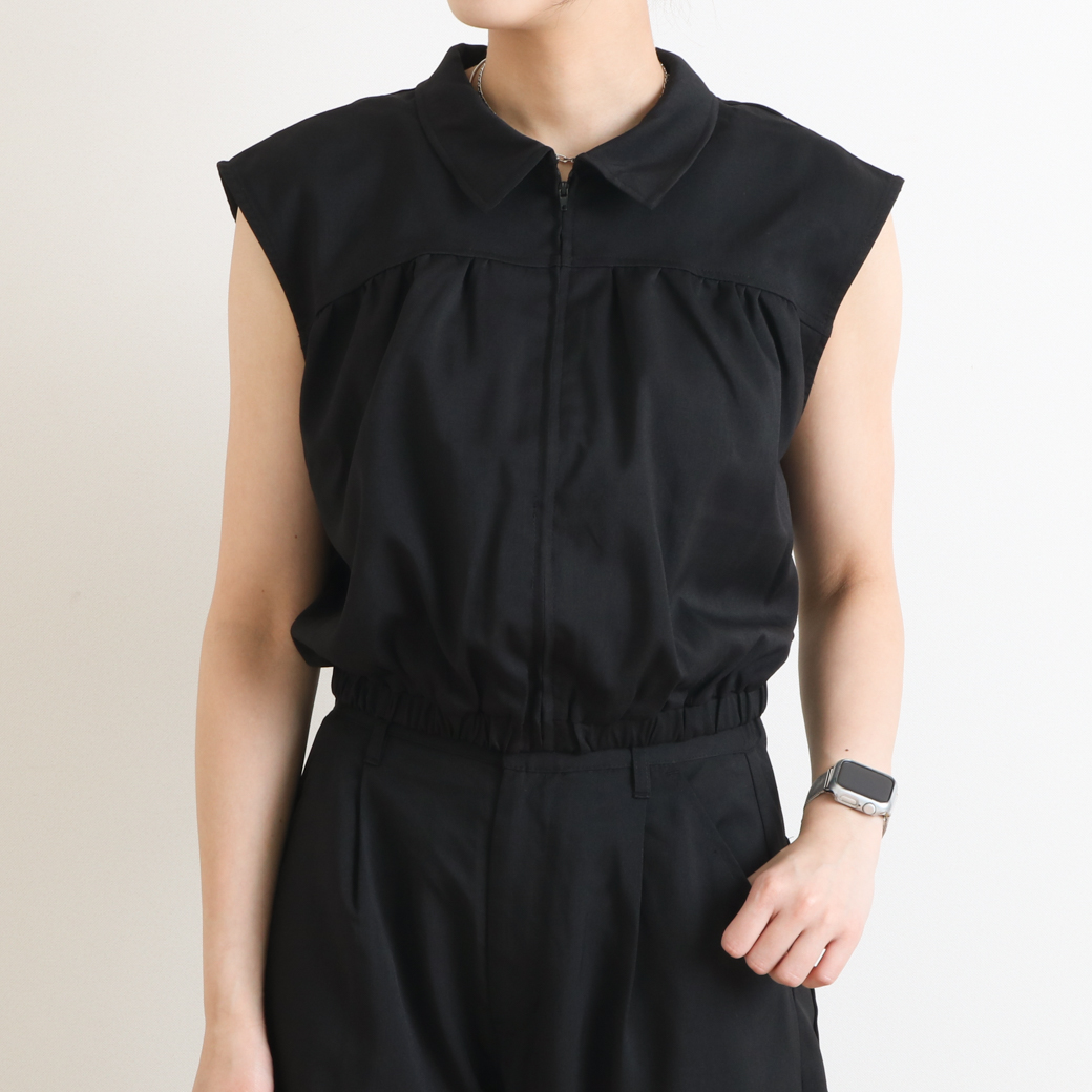 BORNFREE ORIGINALS ボーンフリーオリジナル ギャザーショート丈ZIPシャツ