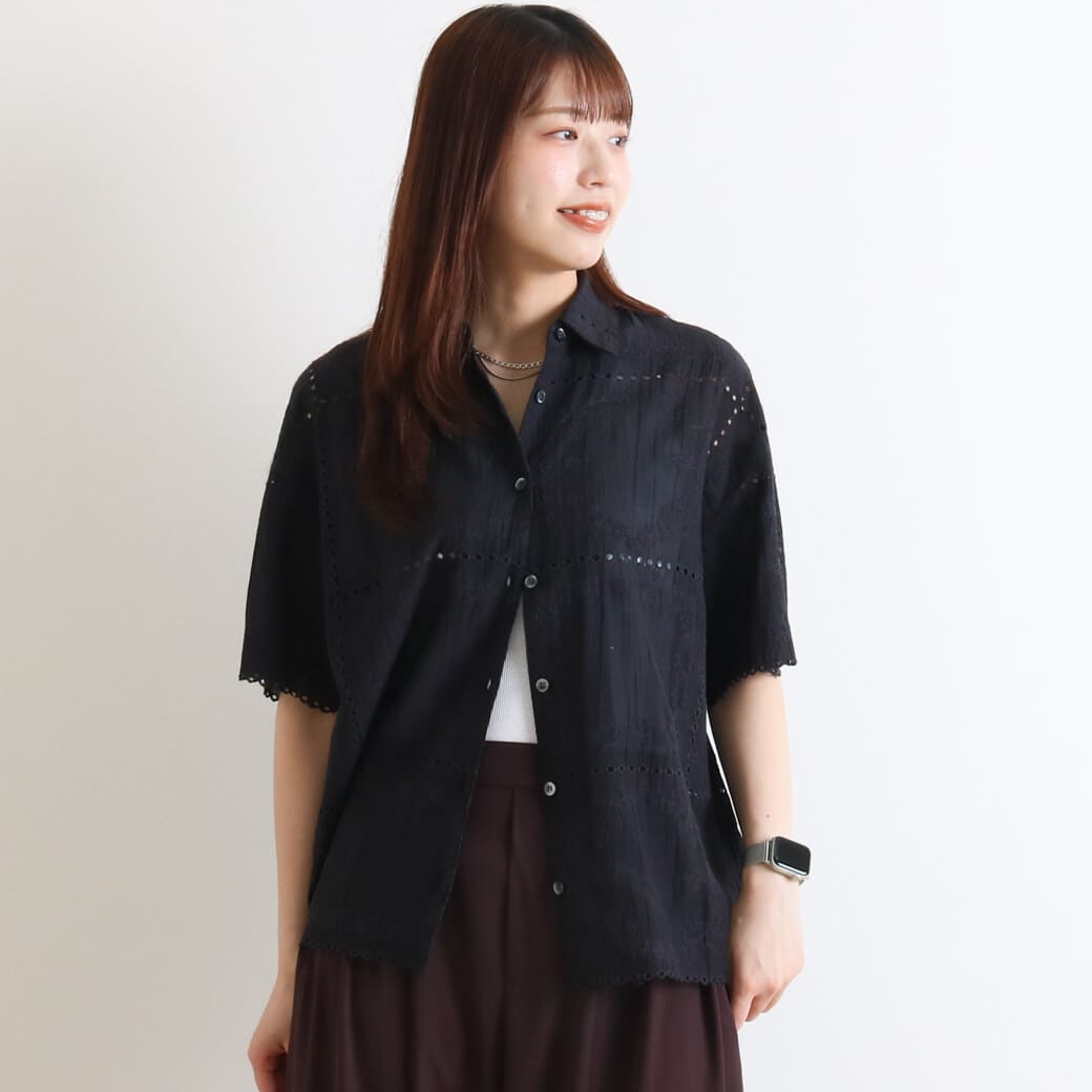 BORNFREE ORIGINALS ボーンフリーオリジナル 刺繍レースシャツ