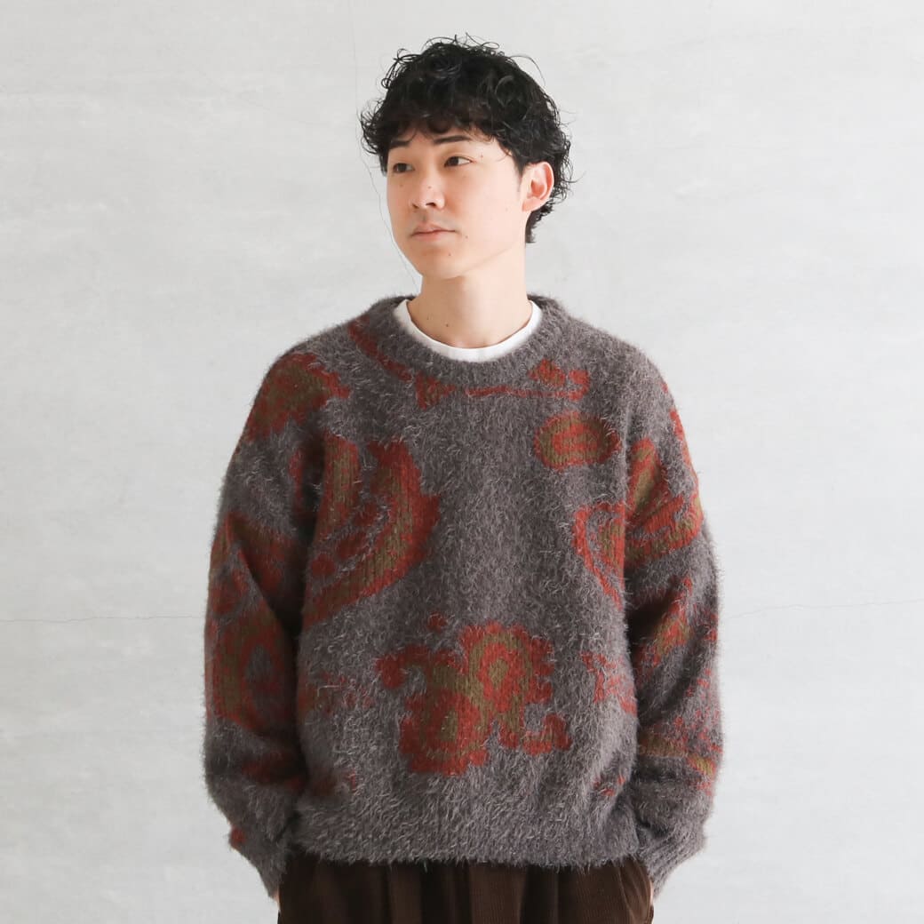 BORNFREE ORIGINALS ボーンフリーオリジナル ペイズリークルーネックニット