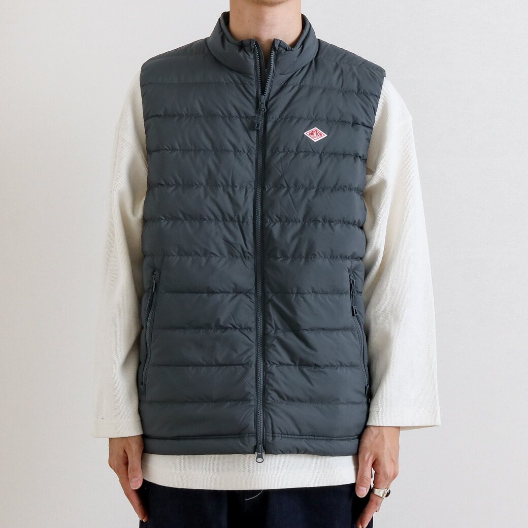 DANTON ダントン NYLON TAFFETA MIDDLE DOWN STAND COLLAR VEST｜BORN