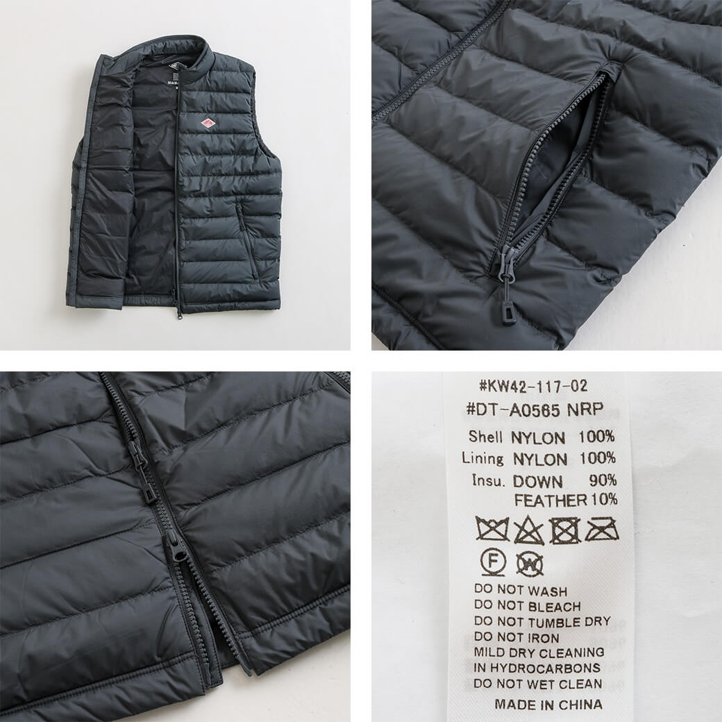DANTON ダントン NYLON TAFFETA MIDDLE DOWN STAND COLLAR VEST｜BORN