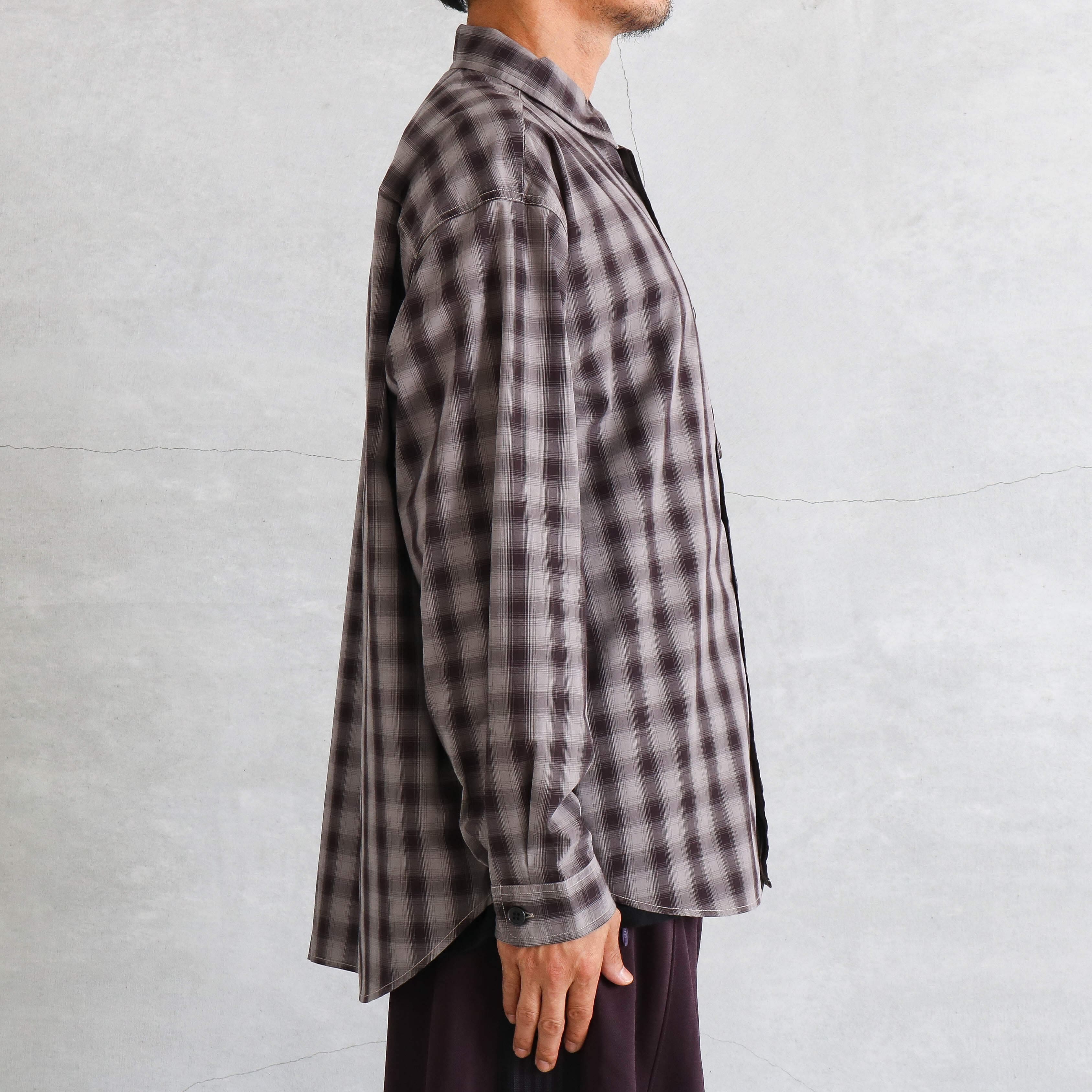 【33】DANTON ダントン ワークシャツ ワイドシャツ メンズ グレー 美品 DANTON ダントン メンズ 半袖プルオーバーワークシャツ GINGHAM