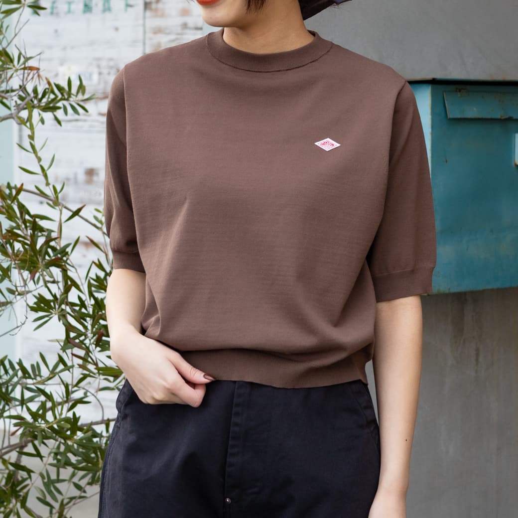 DANTON ダントン ハーフスリーブ クルーネック サマーニット