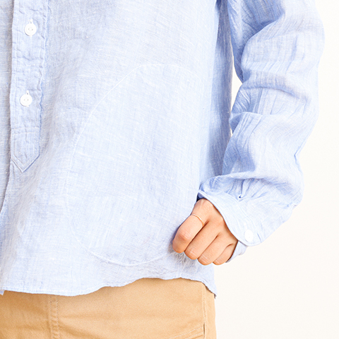 DANTON◆長袖シャツ/34/リネン/JD-3606 KLS DANTON ダントン LINEN CLOTH BAND COLLAR L/S SHIRT リネン