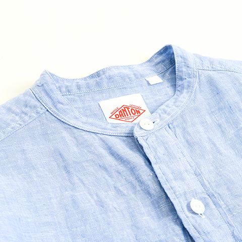 DANTON ダントン LINEN CLOTH BAND COLLAR L/S SHIRT リネンクロス