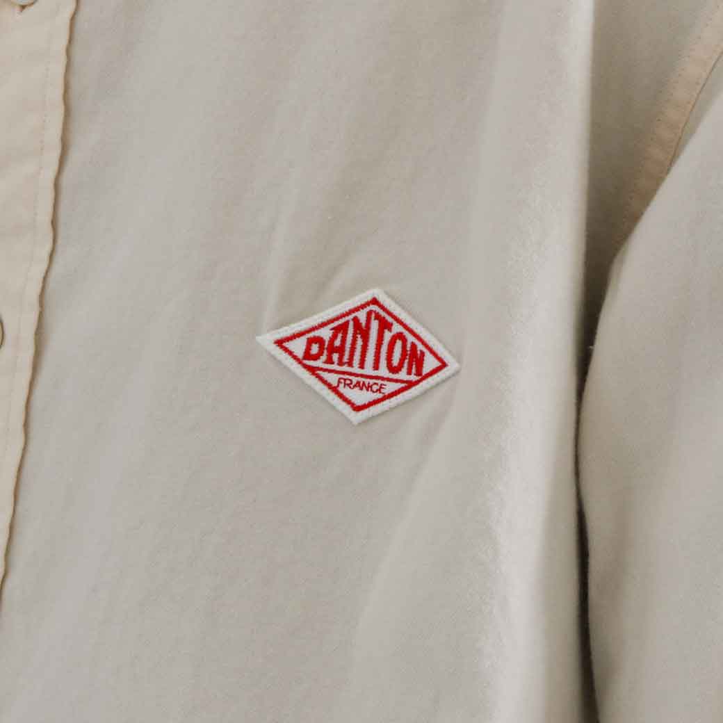 DANTON 先染めビエラ起毛 バンドカラーシャツ ロゴ ワンポイント 定番 DANTON 先染めビエラ起毛 バンドカラーシャツ ロゴ ワンポイント