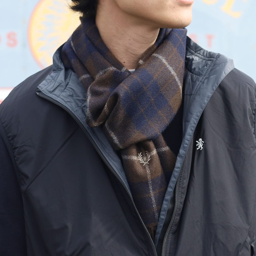 FRED PERRY フレッドペリー ラムウールタータンスカーフ