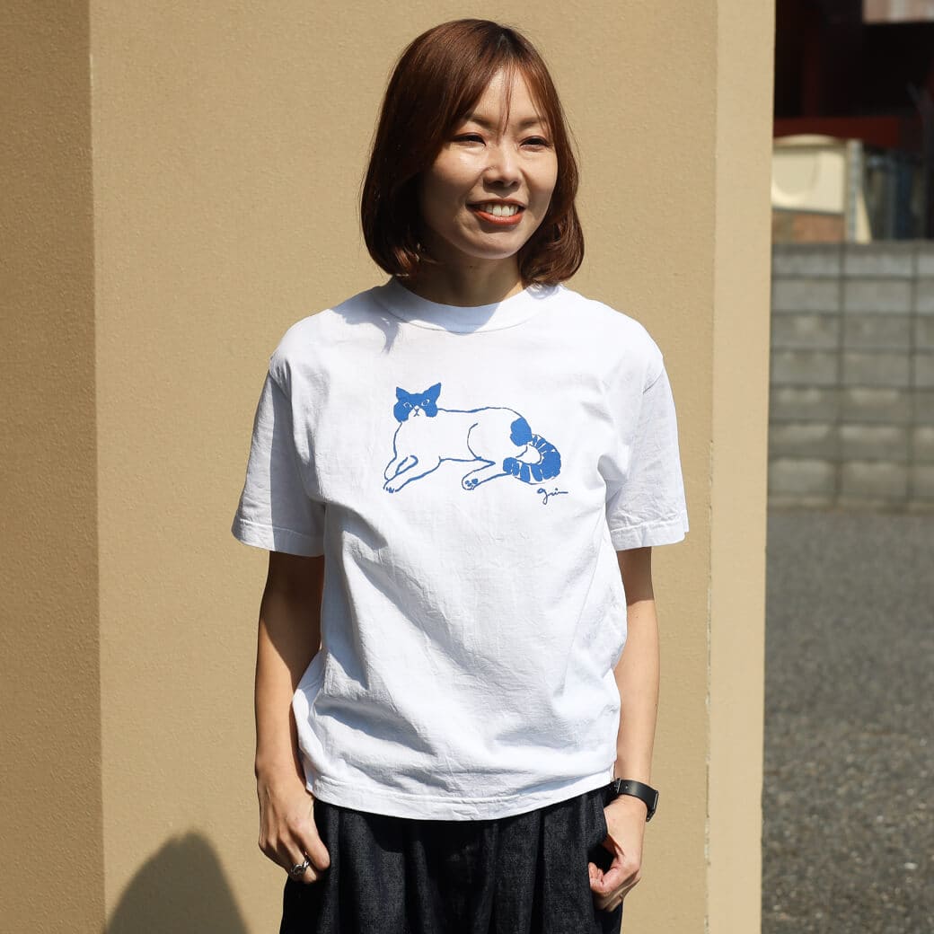 grin グリン エーゲ海くつろぎねこ プリント Tシャツ