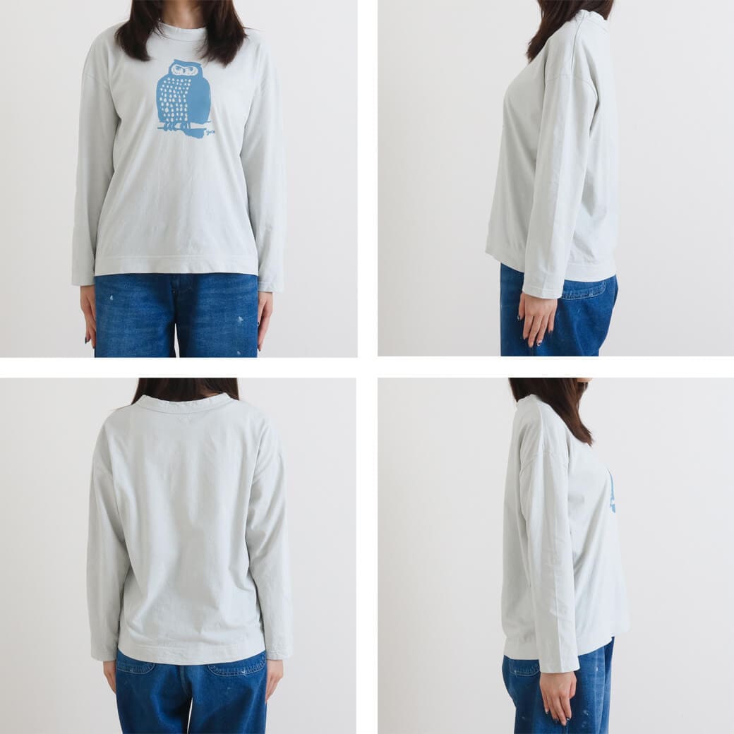 grin グリン エーゲ海 ふくろう プリント 長袖 Tシャツ｜BORN