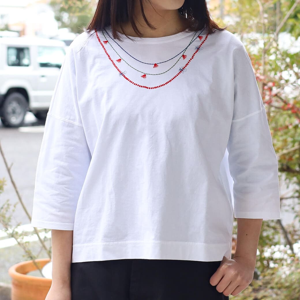 grin グリン エーゲ海ネックレス刺繍Tシャツ