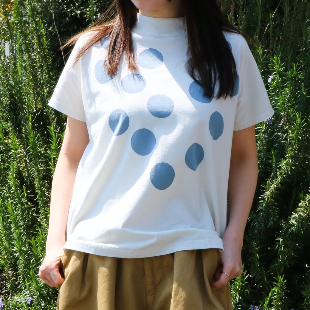 grin グリン エーゲ海天竺　モック ドットプリント Tシャツ