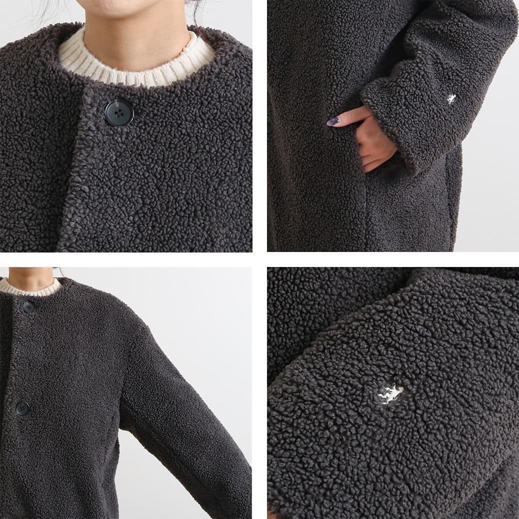 Gymphlex ジムフレックス コージーライトボア カラーレス コート｜BORN