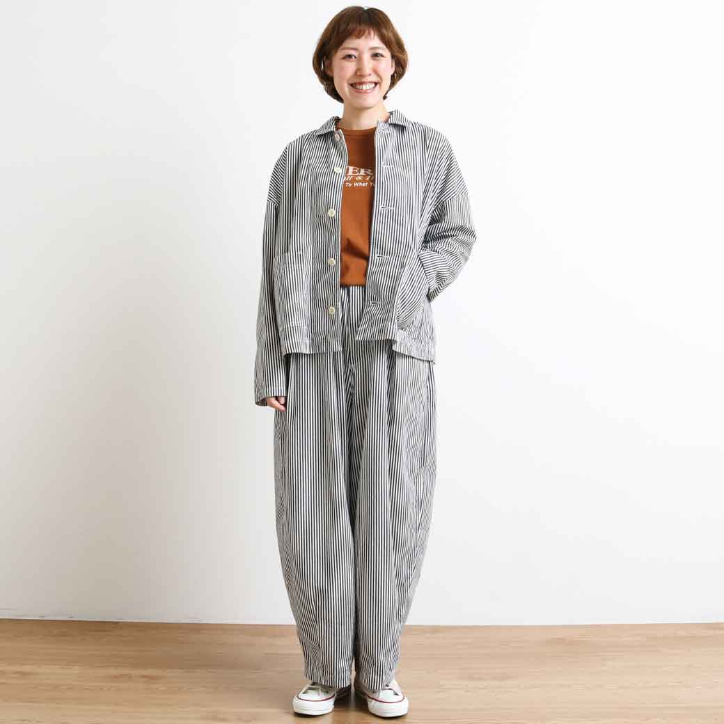 美品 HARVESTY ハーベスティ ストライプショートカバーオール HARVESTY ハーベスティ ストライプ ショートカバーオール｜BORN