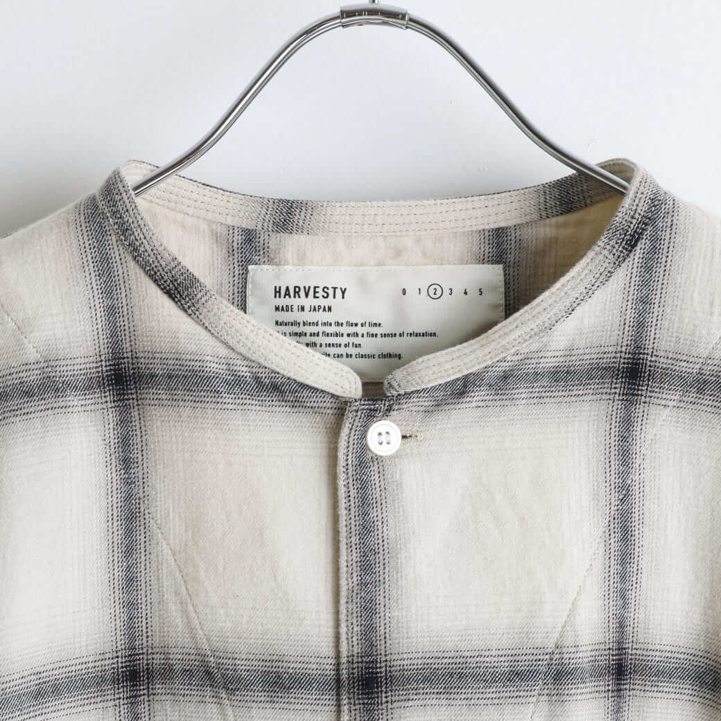 HARVESTY 起毛 コットン オンブレチェック アトリエローブ 2024AW HARVESTY ハーベスティ 起毛 チェック柄 アトリエ ローブ｜BORN