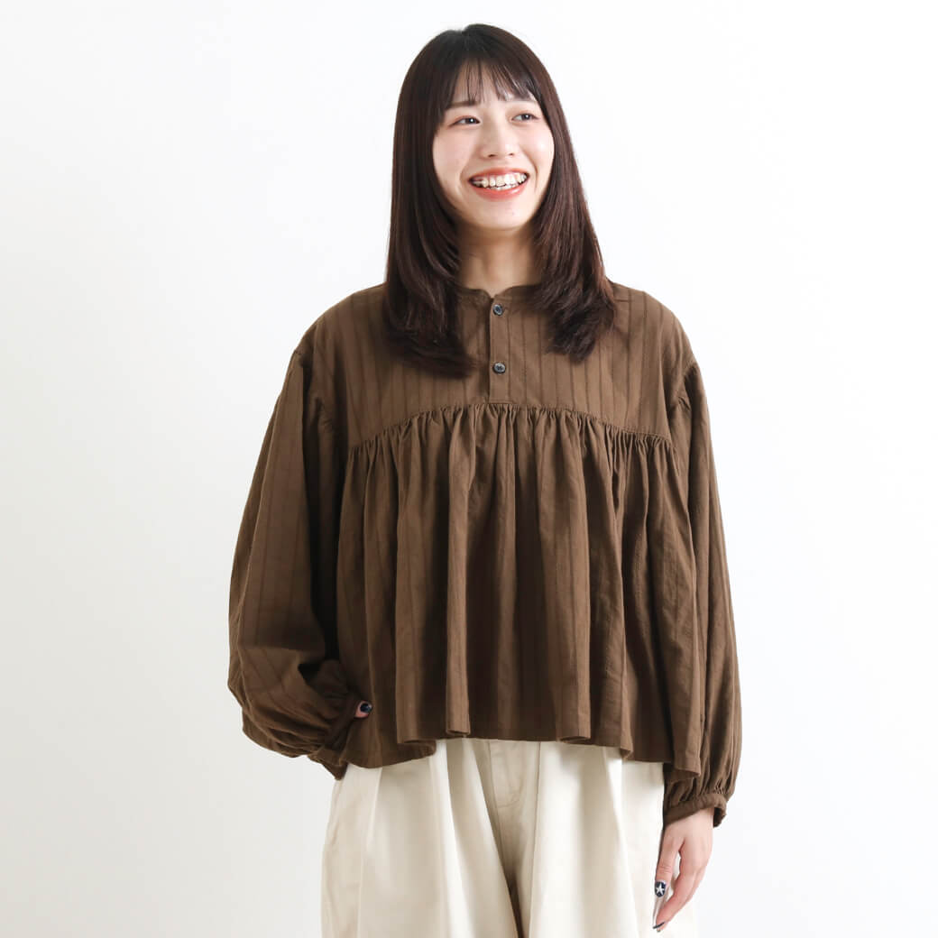 HARVESTY ハーベスティ ドビーレース ボヘミアンブラウス
