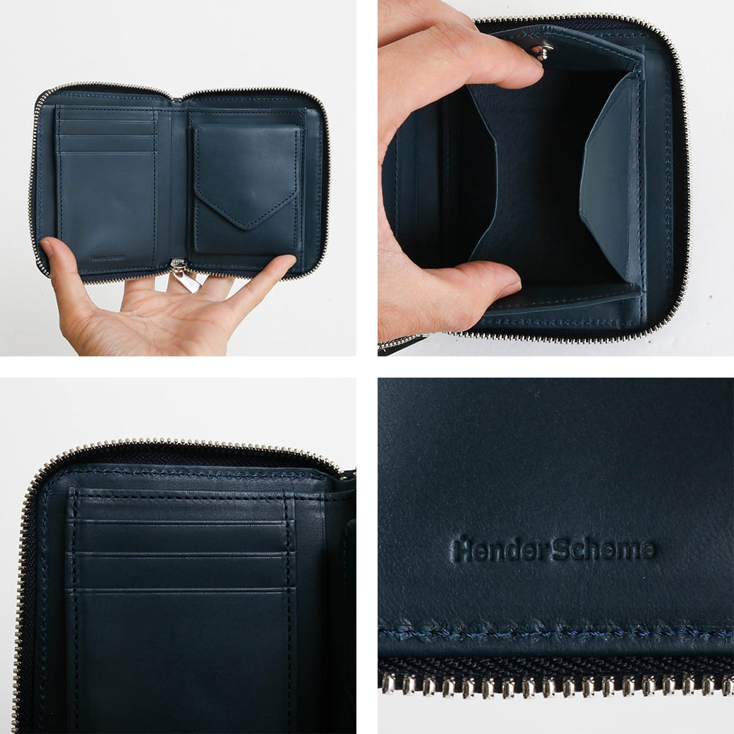 Hender Scheme エンダースキーマ ジップ財布 牛革 紺色 Hender Scheme エンダースキーマ アーガイルスクエアジップ
