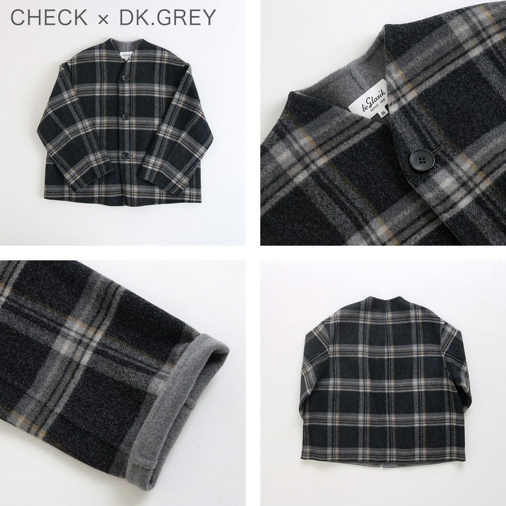 Le glazik ル　グラジック リバーシブル ウールリバー ジャケット 楽天市場】【SALE！30%OFF】ル グラジック le glazik ノーカラー