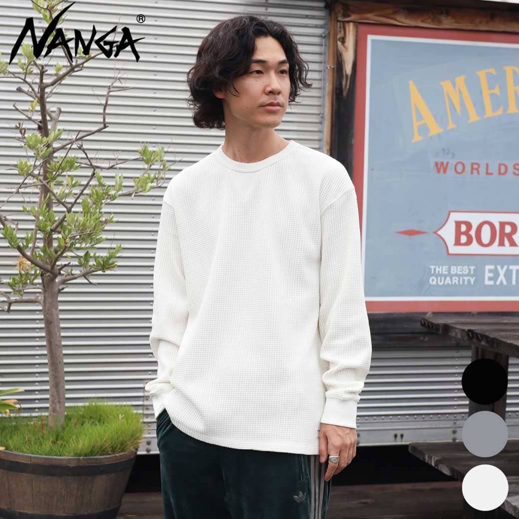1回着用・AIRTIGHT ロングジョン ブラック ノースリーブLサイズ NANGA ナンガ ロンT Tシャツ 長袖 メンズ エコ ハイブリッド