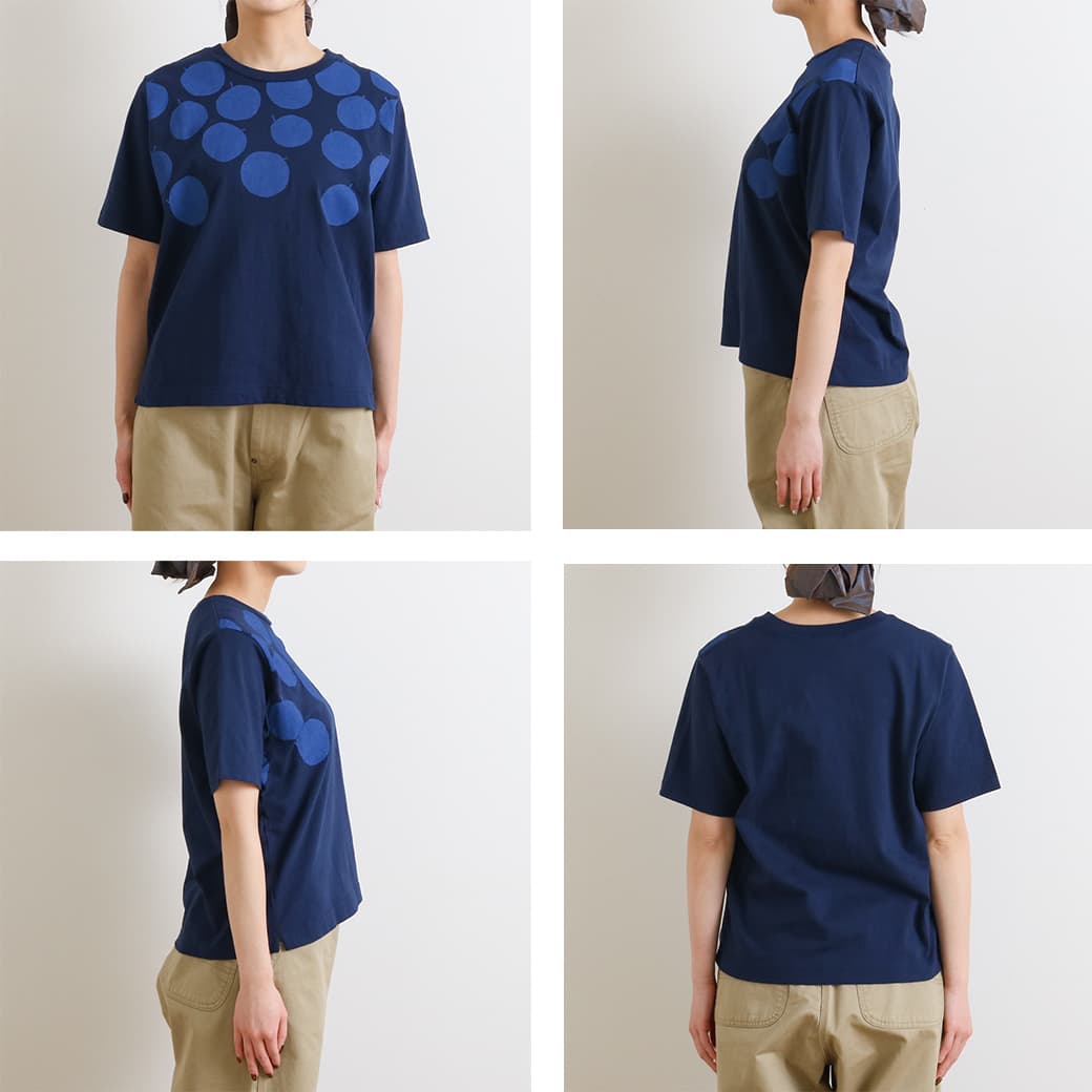 NATURAL LAUNDRY ナチュラルランドリー 空紡天竺 リンゴプリント半袖T