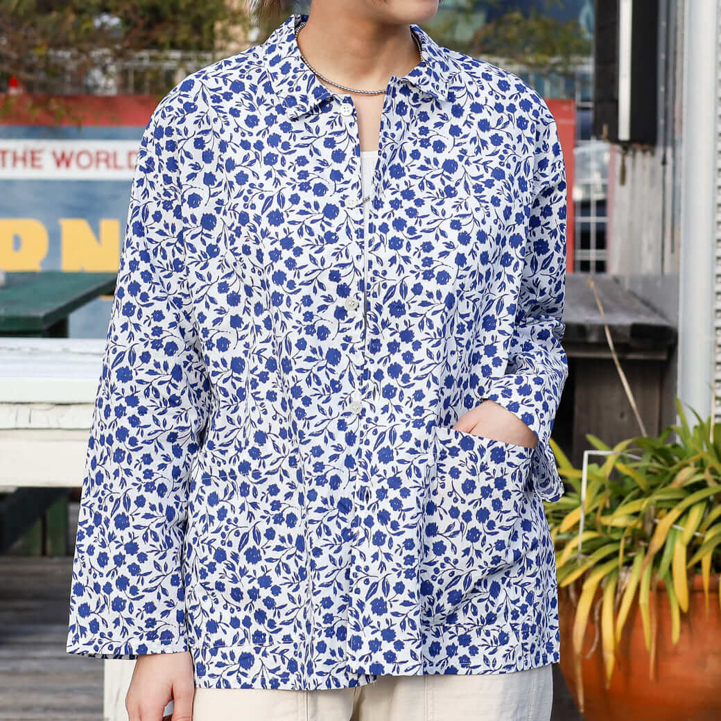 NATURAL LAUNDRY ナチュラルランドリー アシェットフラワーパジャマシャツ
