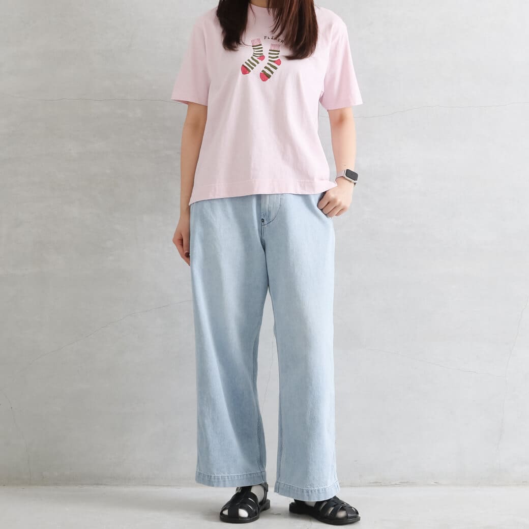 NATURAL LAUNDRY ナチュラルランドリー カラー天竺ソックス半袖Tシャツ