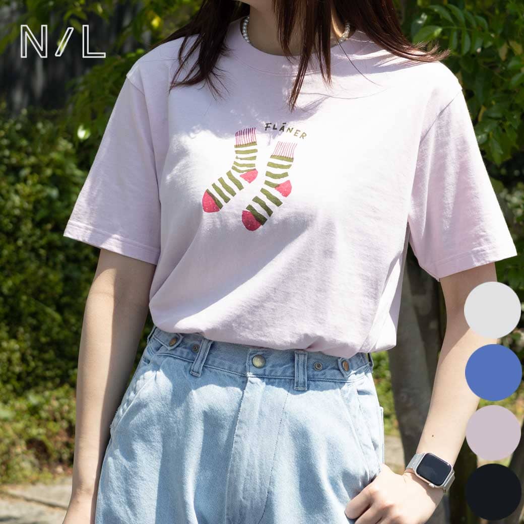 NATURAL LAUNDRY ナチュラルランドリー カラー天竺ソックス半袖Tシャツ