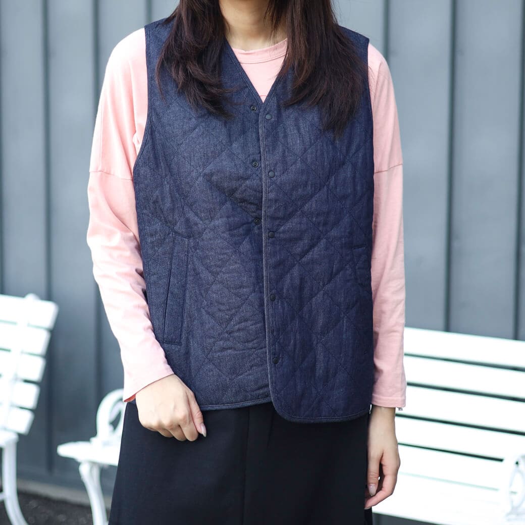 NATURAL LAUNDRY ナチュラルランドリー 先染めキルトパイピングベスト
