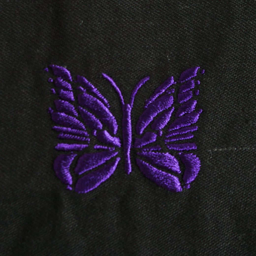 NEEDLES 黒 蝶の刺繍 紫ストライプ　Sサイズ 春はセットアップ｜ビームス 梅田｜BEAMS
