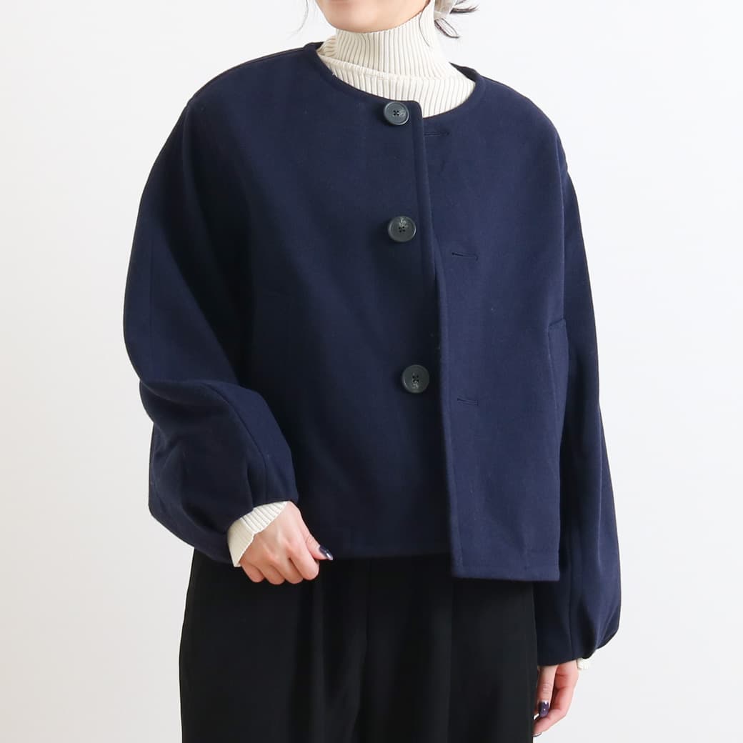 ORCIVAL オーシバル ブリティッシュツイード メルトン ノーカラー ジャケット