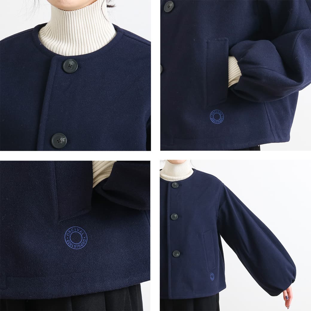 ORCIVAL オーシバル ブリティッシュツイード メルトン ノーカラー