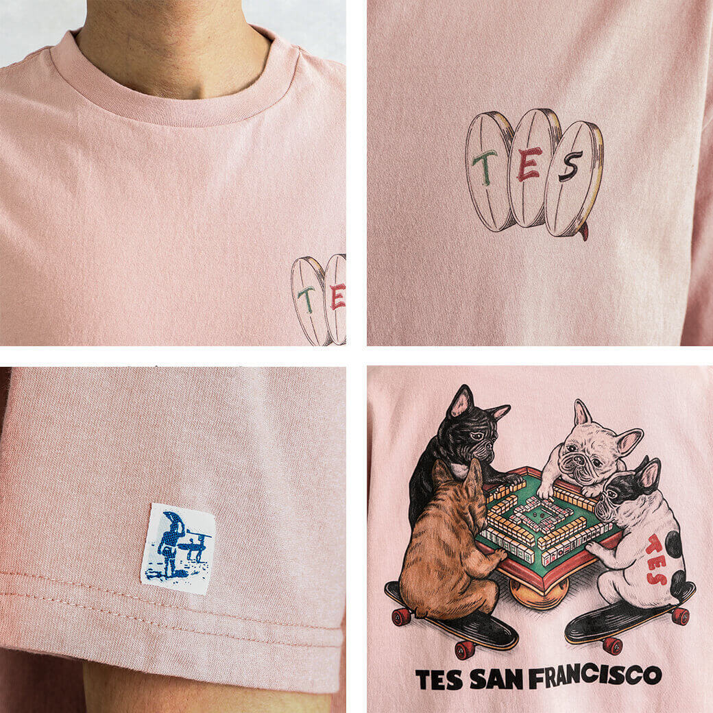 匿名発送　美品　TES テス　エンドレスサマープリントT サイズM くすみピンク THE ENDLESS SUMMER ザ エンドレスサマー テス 役満 Tシャツ