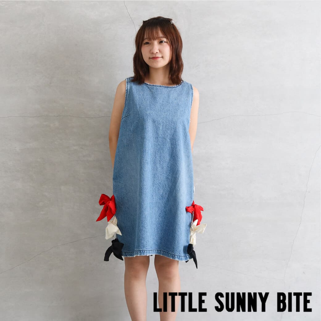 LITTLE SUNNY BITE リトルサニーバイト デニムリボンミニドレス