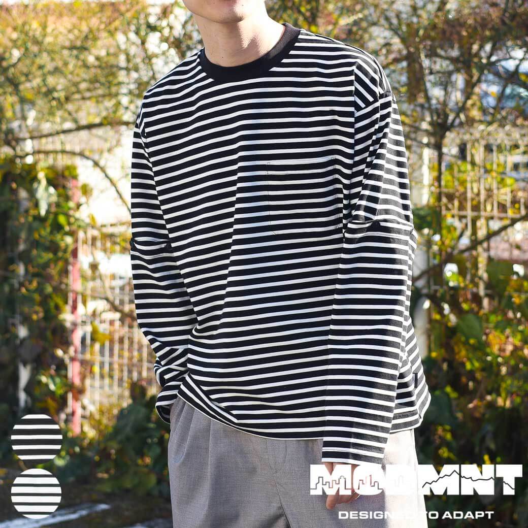 MODMNT モドメント ディタチャブル ボーダー ロング スリーブ TEE
