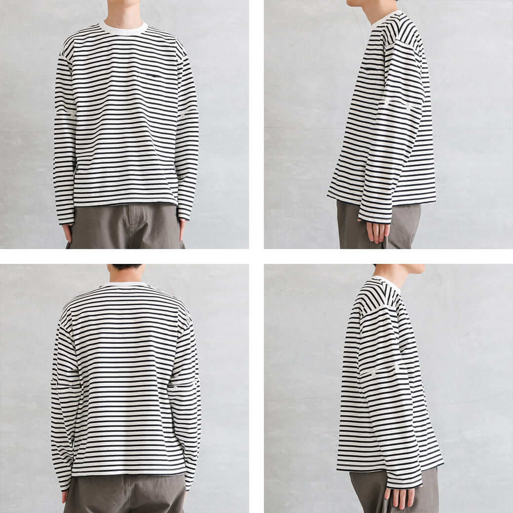 MODMNT モドメント ディタチャブル ボーダー ロング スリーブ TEE
