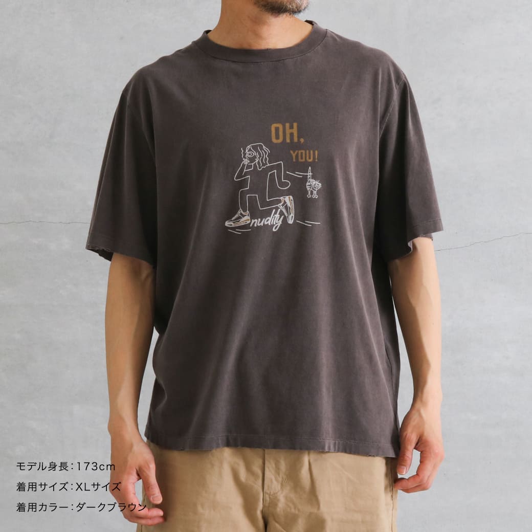 【極美品】ムーレー Tシャツ OLISA-JFL 42 L相当 ライトブラウン REMI RELIEF レミレリーフ SP加工New Fit-Tシャツ(OH, YOU!)｜BORN