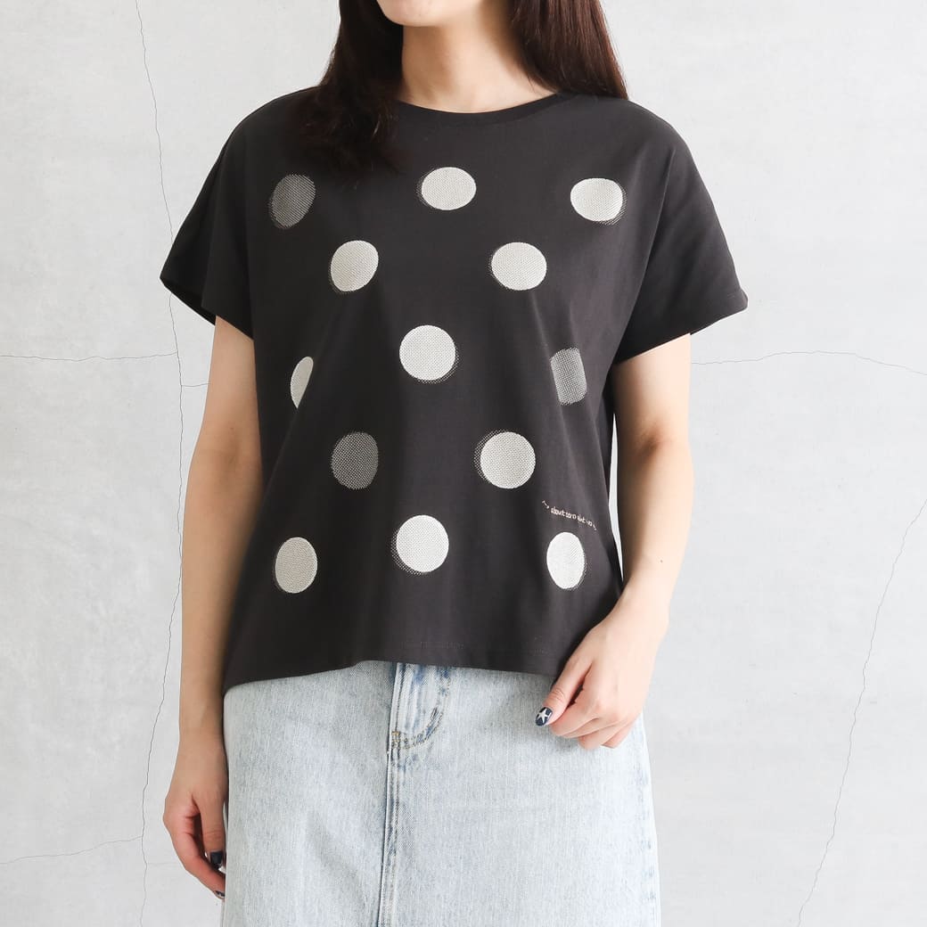 今だけ20％OFF】 LILASIC リラシク ドットプリント刺繍Tシャツ