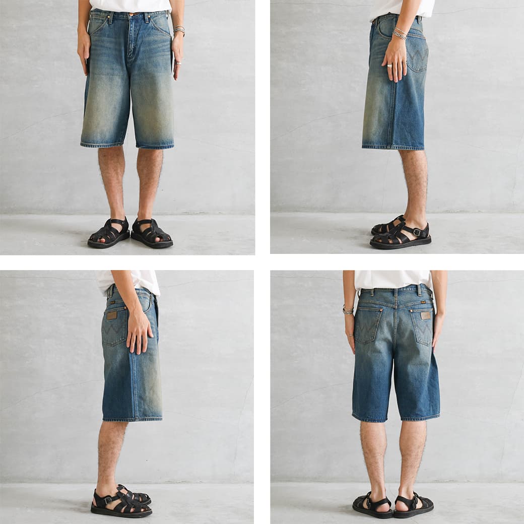デニムスタッドショーツ wrangler ラングラー ルーズフィットデニムショーツ｜BORN FREE
