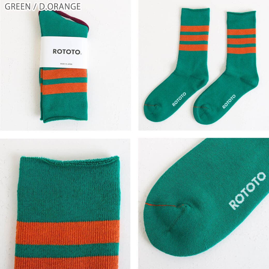 ROTOTO ロトト FINE PILE STRIPED CREW SOCKS｜BORN FREE ONLINE SHOP