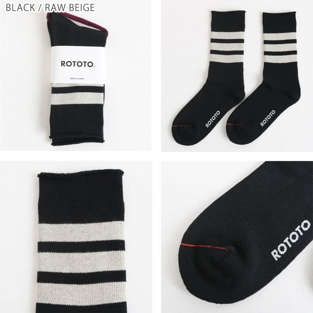 ROTOTO ロトト FINE PILE STRIPED CREW SOCKS｜BORN FREE ONLINE