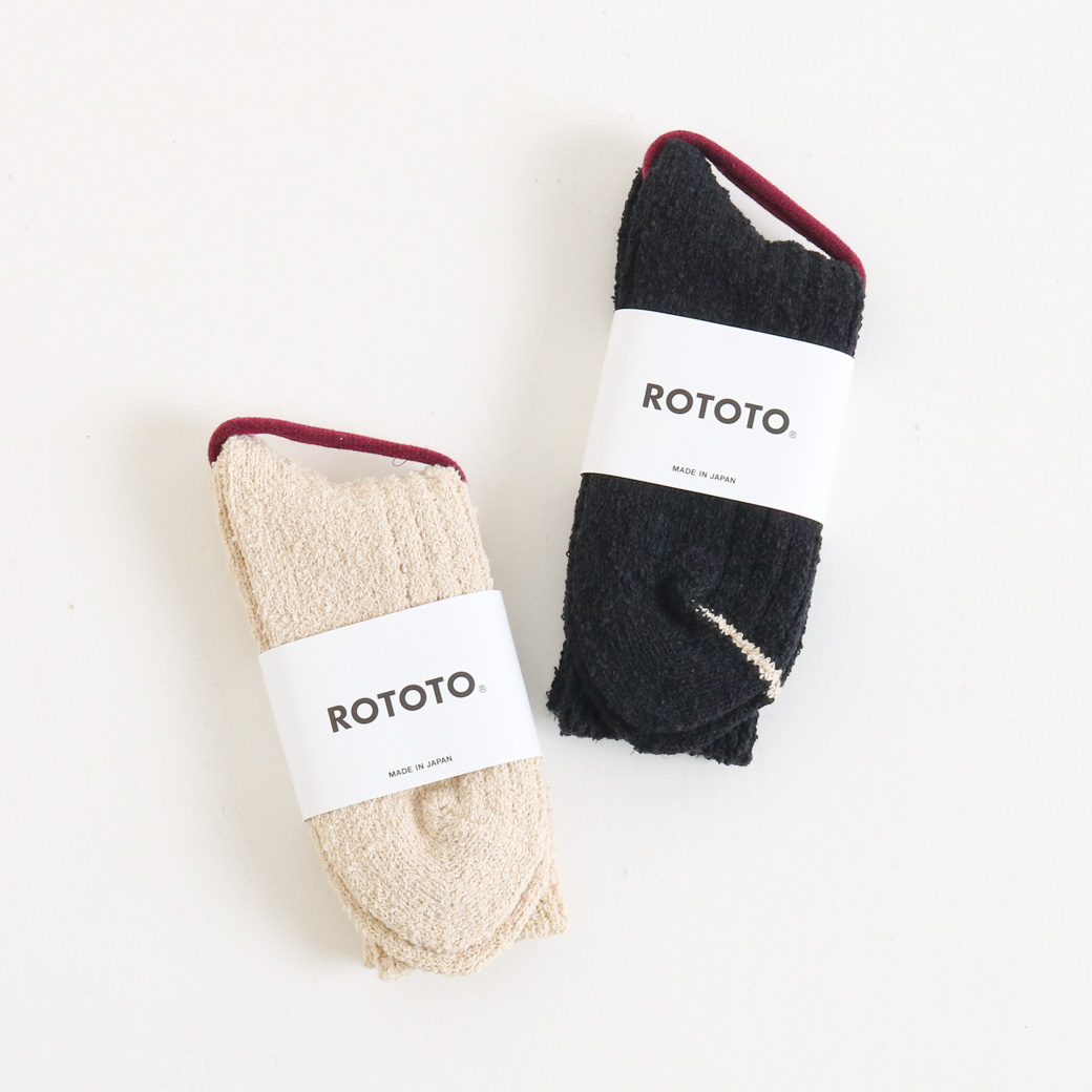 ROTOTO ロトト リサイクルコットン ブークレ クルーソックス