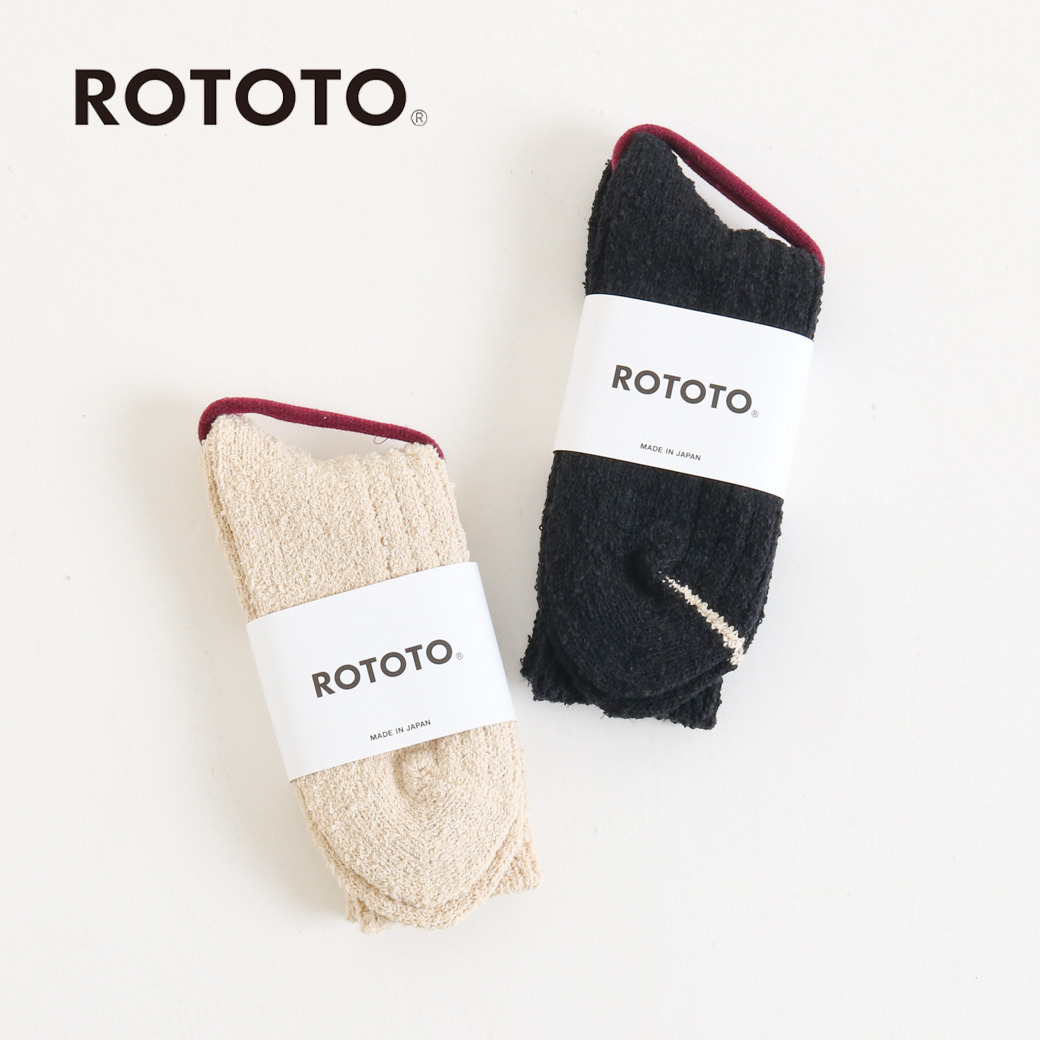 ROTOTO ロトト リサイクルコットン ブークレ クルーソックス｜BORN