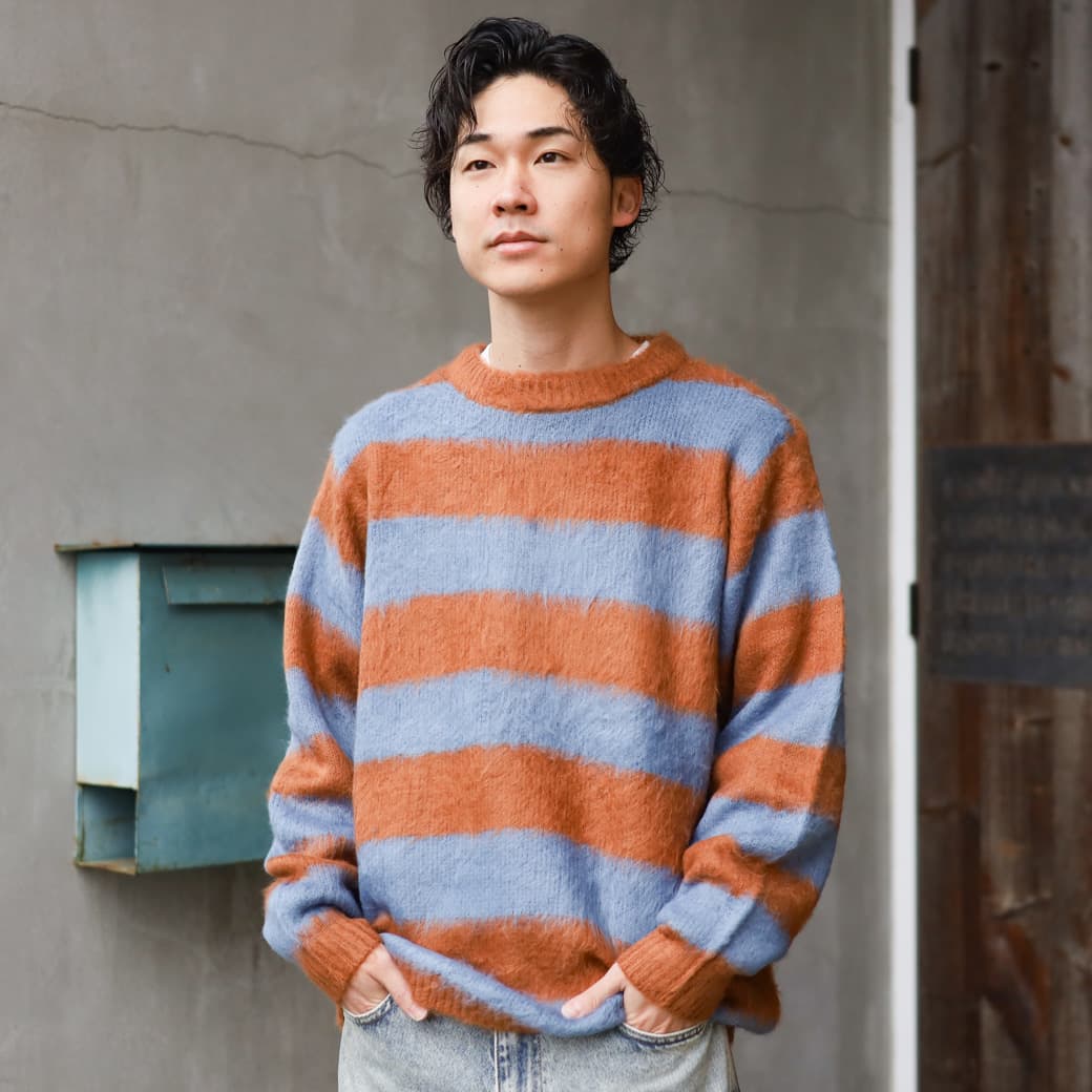 UNIVERD72  ユニバード72 モヘアタッチ起毛セーター（ボーダー）