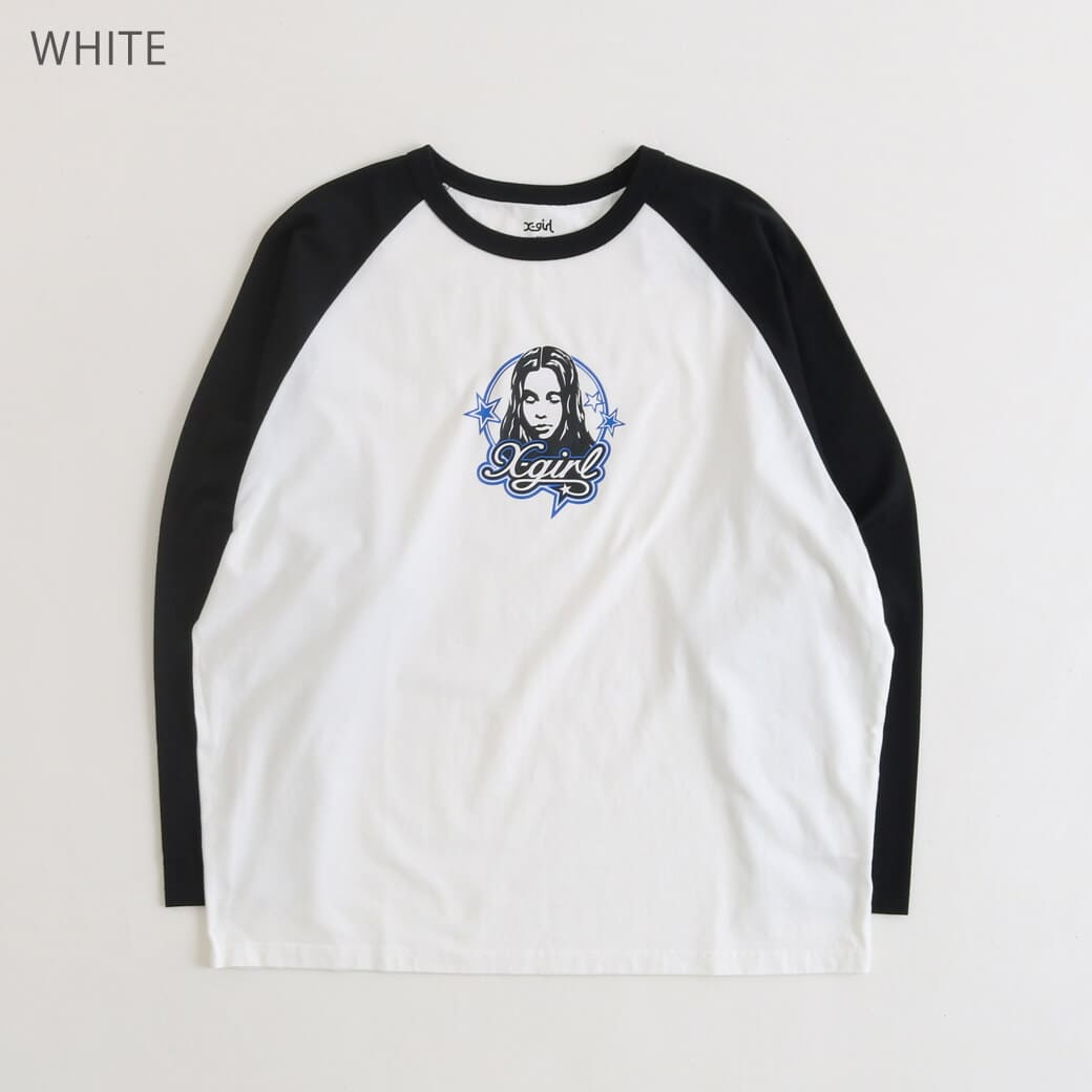 X-girl エックスガール FACE AND STARS B/B BIG TEE フェイス