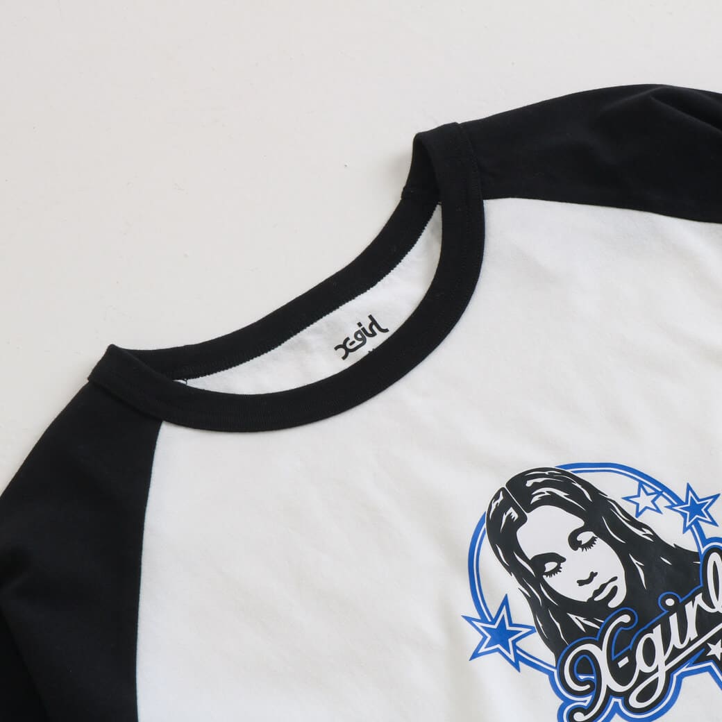 エックスガール X-girl フェイスアンドスター B B ビッグTシャツ 105244011003WINTER FACE AND STARS B B BIG TEE レディース カットソー 長袖 OLIVE 正規取扱店 SALE】エックスガール X-girl フェイスアンドスター B/B ビッグT